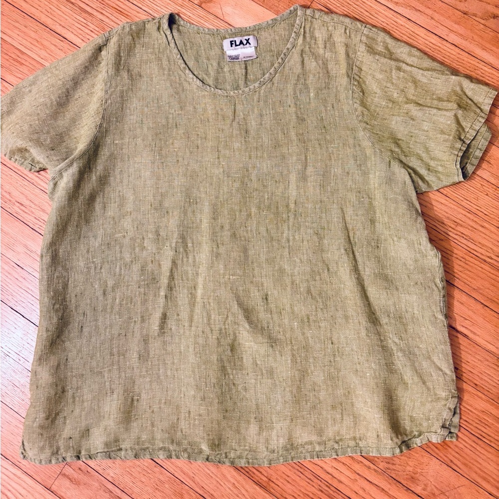 FLAX light green linen top size large